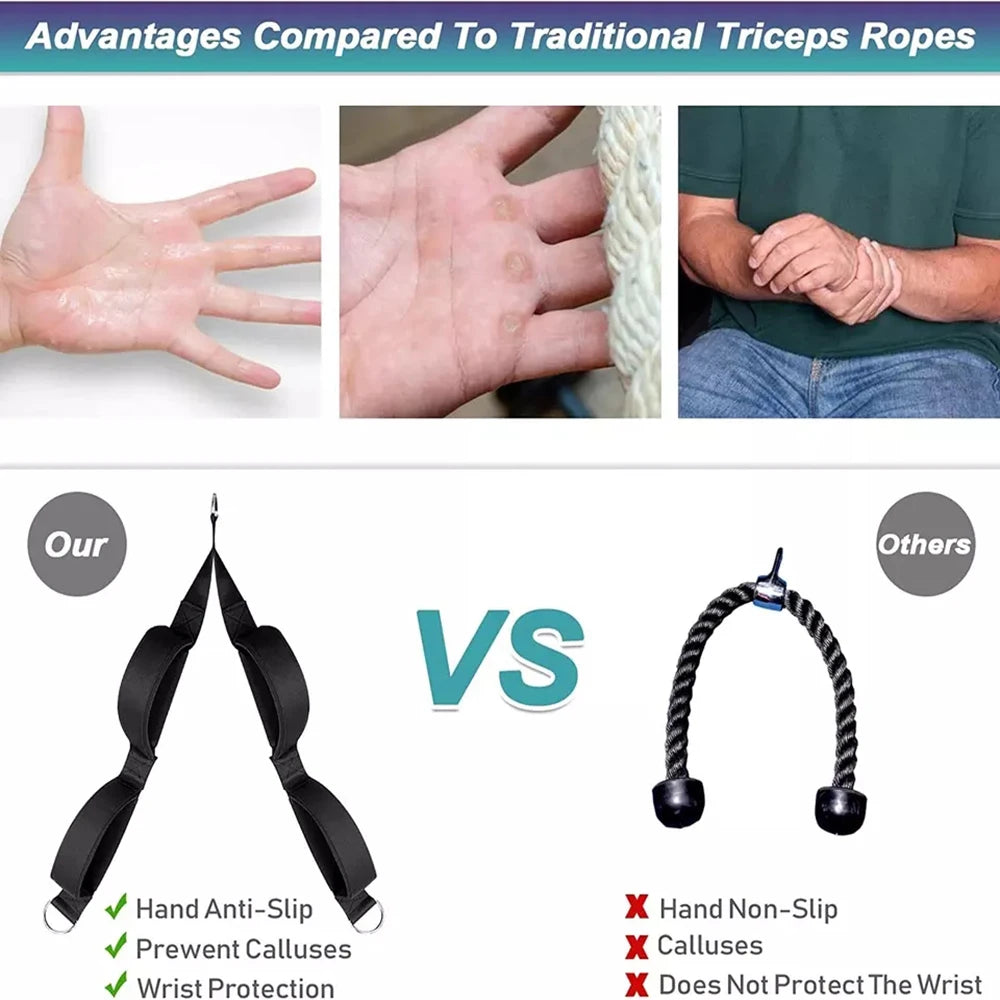 Tricep Pull Down Rope & Handle Set