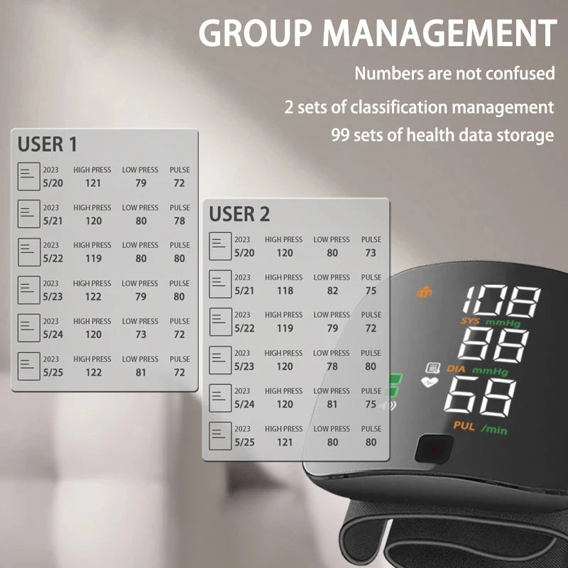 Wrist Blood Pressure Monitor – LED Display, Fast Measurement